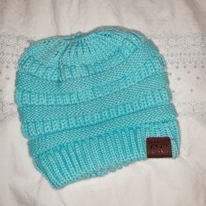 Bright Blue C.C. Beanie W/ Ponytail Hole!!🤩💙💘